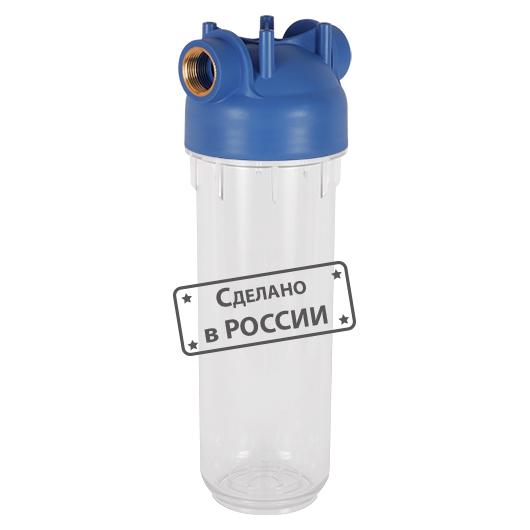 Фильтр КОЛБА 1/2 магистральный хол/вода,прозр.корп.10",латун.вставки (б ...